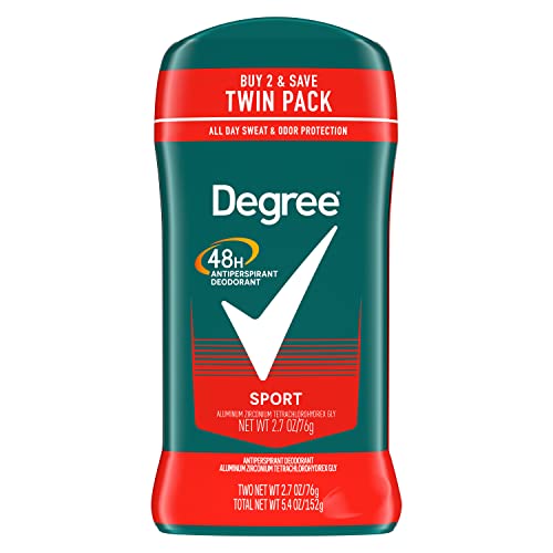 Degree Men Original Antiperspirant Deodorant for Men, Pack of 2, 48-Hour Sweat and Odor Protection, Sport 2.7 oz