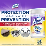Lysol Dual Action Disinfectant Wipes, Multi-Surface Antibacterial Scrubbing Wipes, For Disinfecting and Cleaning, Citrus Scent, 75ct - Image 3