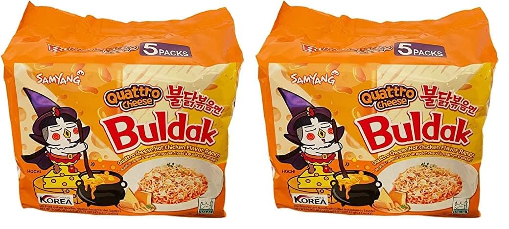 Version 1.0.0 SAMYANG Buldak Quattro Cheese Ramen Hot Chicken Flavor Ramen Pack of 10 (145g x5) - Image 1