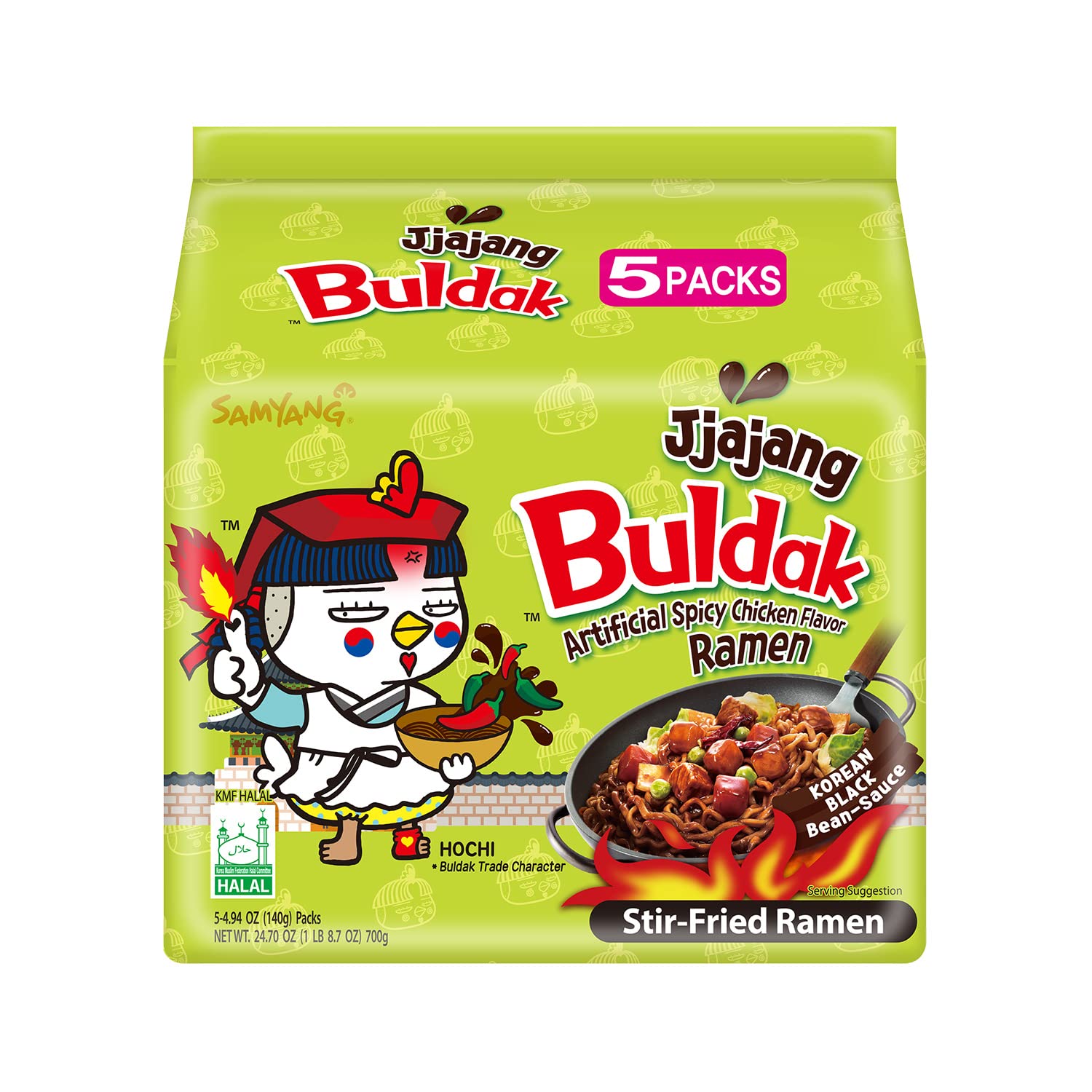Version 1.0.0 Samyang Buldak Jjajang Korean Spicy Hot Chicken Stir-Fried Noodles 4.94oz (Pack of 5) - Image 1