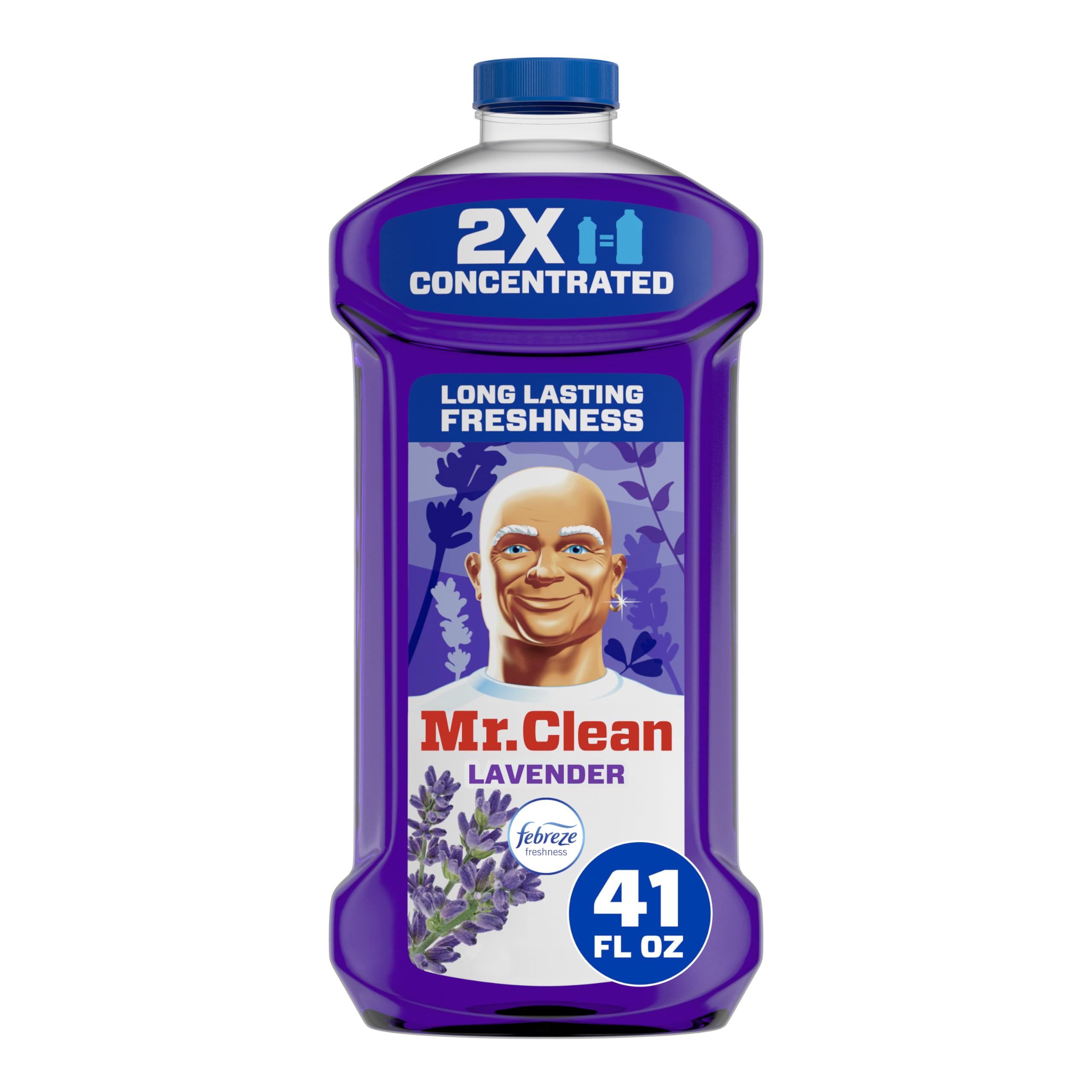Mr. Clean 2X Concentrated Multi Surface Cleaner with Febreze Lavender Scent, All Purpose Cleaner, 41 fl oz