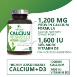 Calcium 1200 mg Plus Vitamin D3, Bone Health & Immune Support - Nature's Calcium Supplement with Extra Strength Vitamin D for Extra Strength Carbonate Absorption Dietary Supplement - 120 Tablets - Image 8