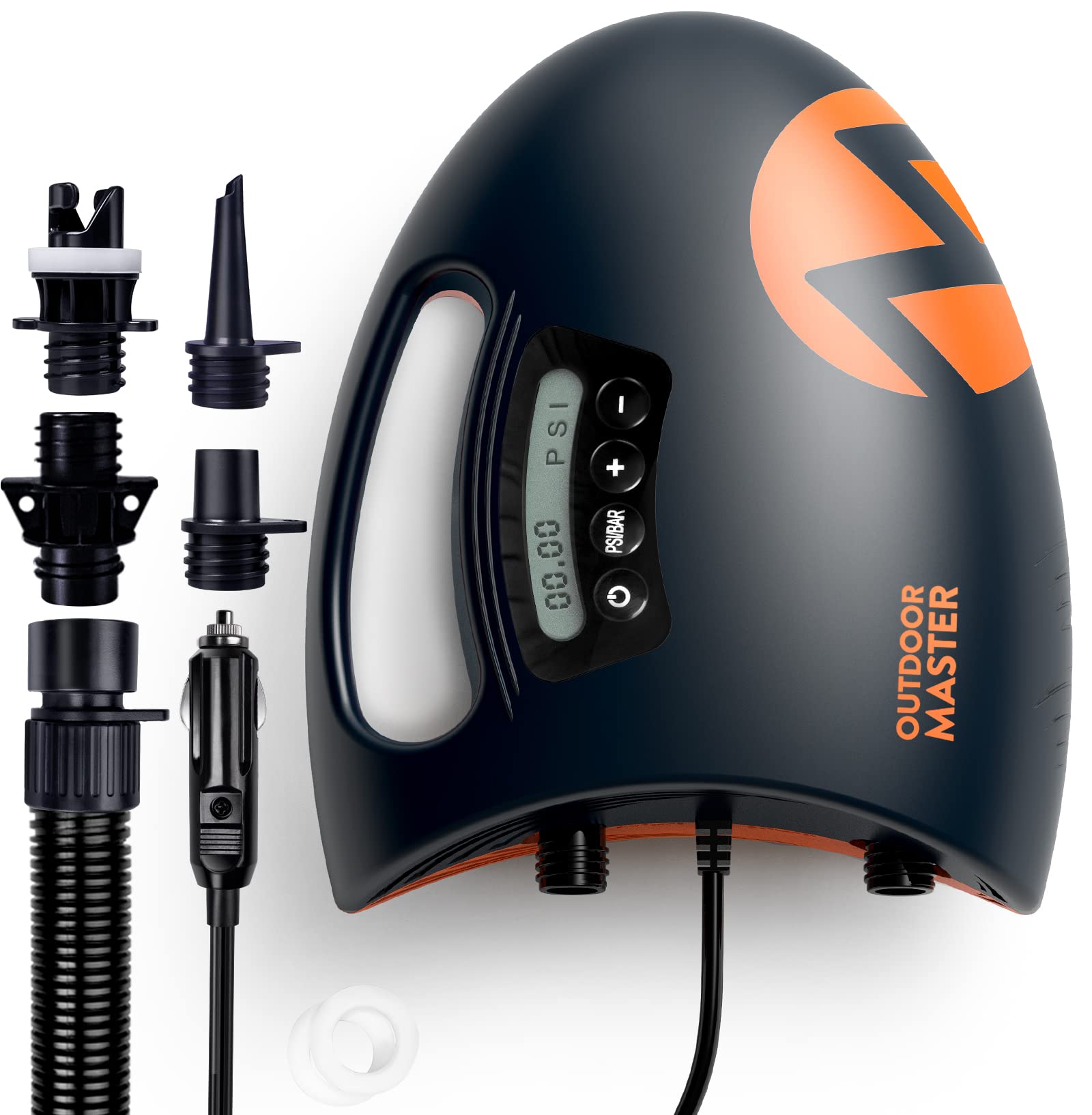 OutdoorMaster Shark High Pressure SUP Pump - Electric Air Pump with 20 PSI Active Cooling System Dual Stage Inflation & Auto-Off for Inflatable Paddle Board, Boats, Water Sports -2nd Gen