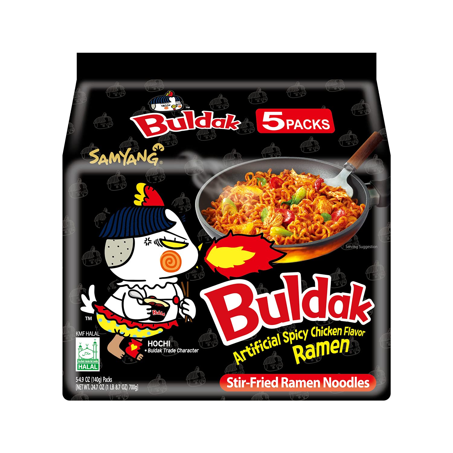 Version 1.0.0 Samyang Buldak Korean Hot Spicy Chicken Stir-Fried Ramyun Noodles 4.94 oz (Pack of 5) - Image 1