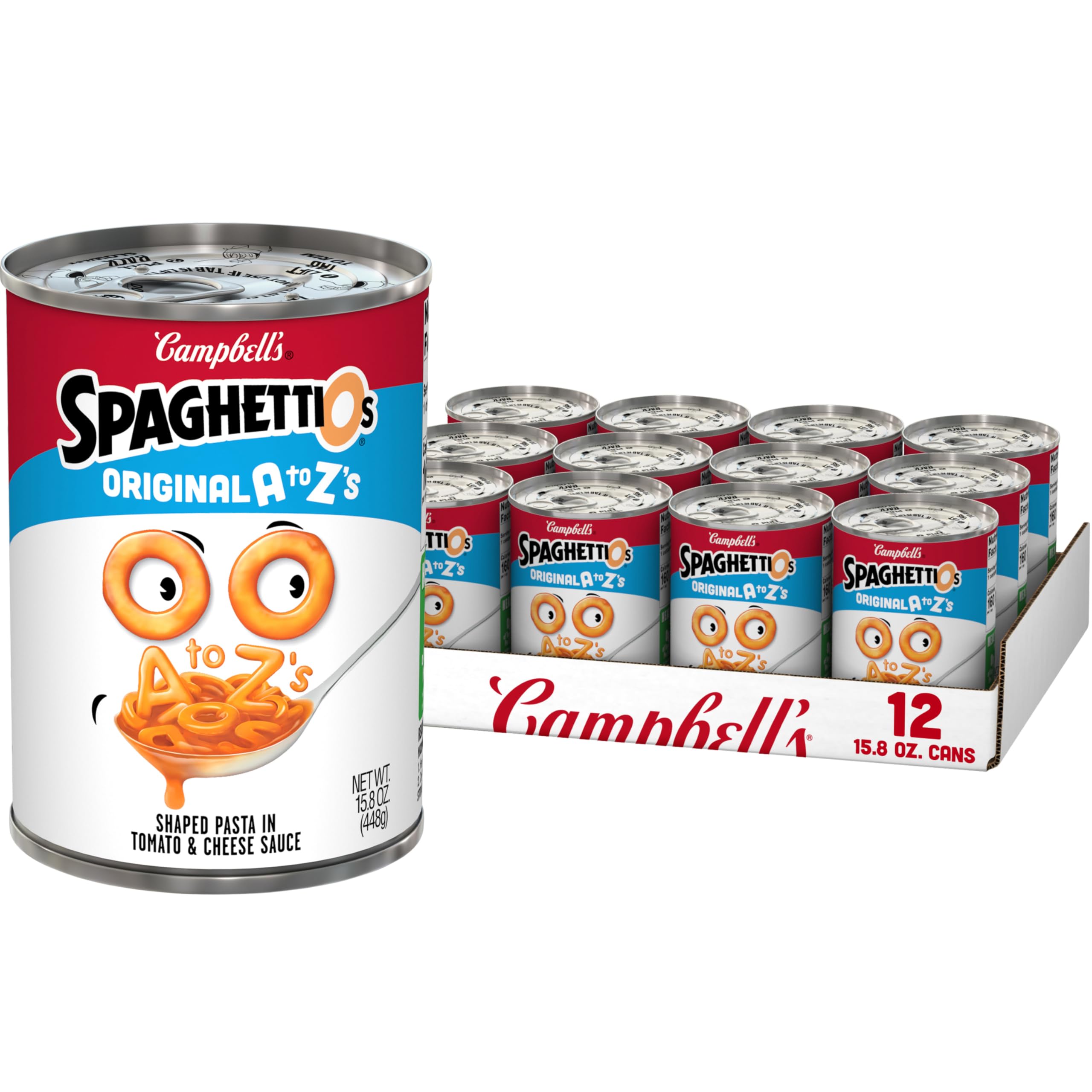 SpaghettiOs Original A to Z's Canned Pasta, Healthy Snack for Kids and Adults, 15.8 OZ Can (Pack of 12)