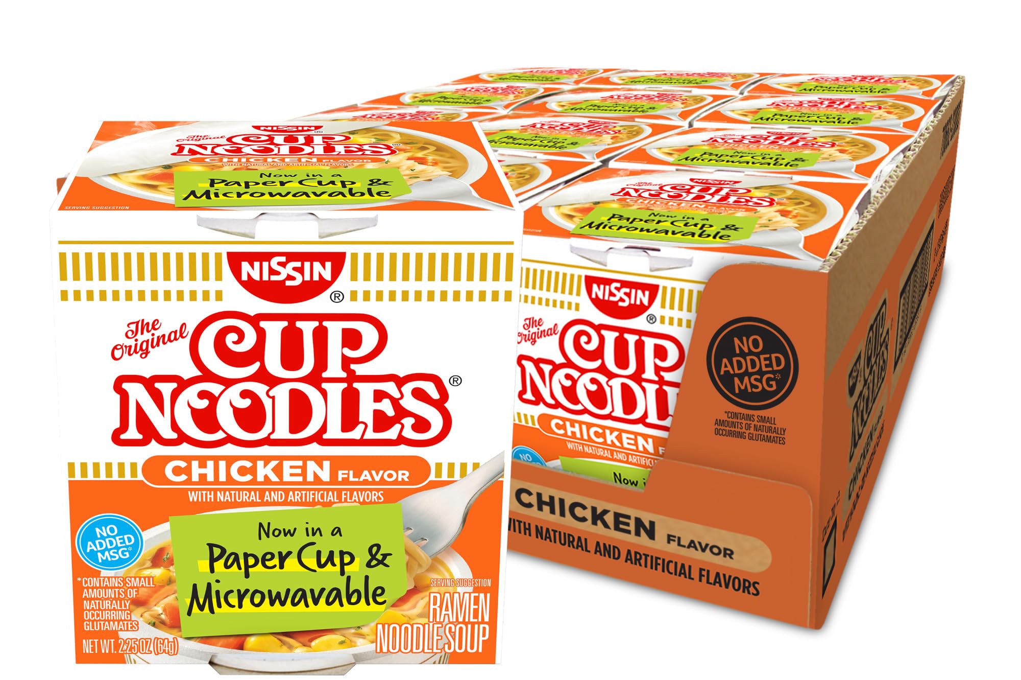 Nissin Cup Noodles Ramen Noodle Soup, Chicken, Microwaveable Paper Cup, 2.25 Ounce (Pack of 12)